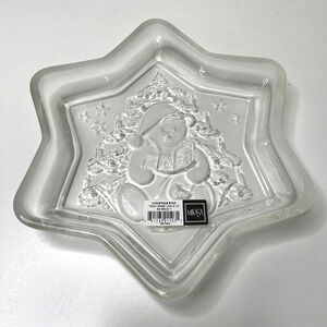 Mikasa Christmas Star Teddy Sweet Glass Serving Platter Holiday Tray 9.25”